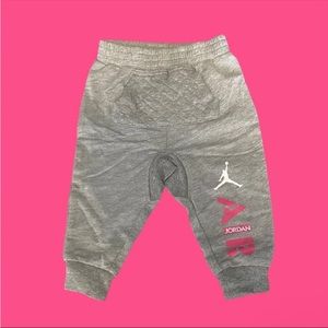 Nike Air Jordan Grey/Pink Baby Joggers - SZ 0/3 M, 3-6 M